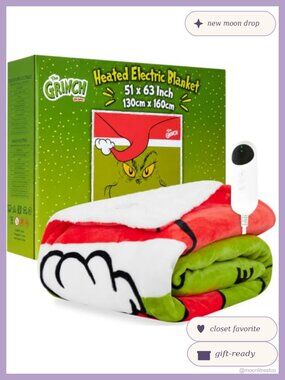 Bedding | Grinch Heated Throw Blanket 5x65 Fleece Sherpa Electric ...